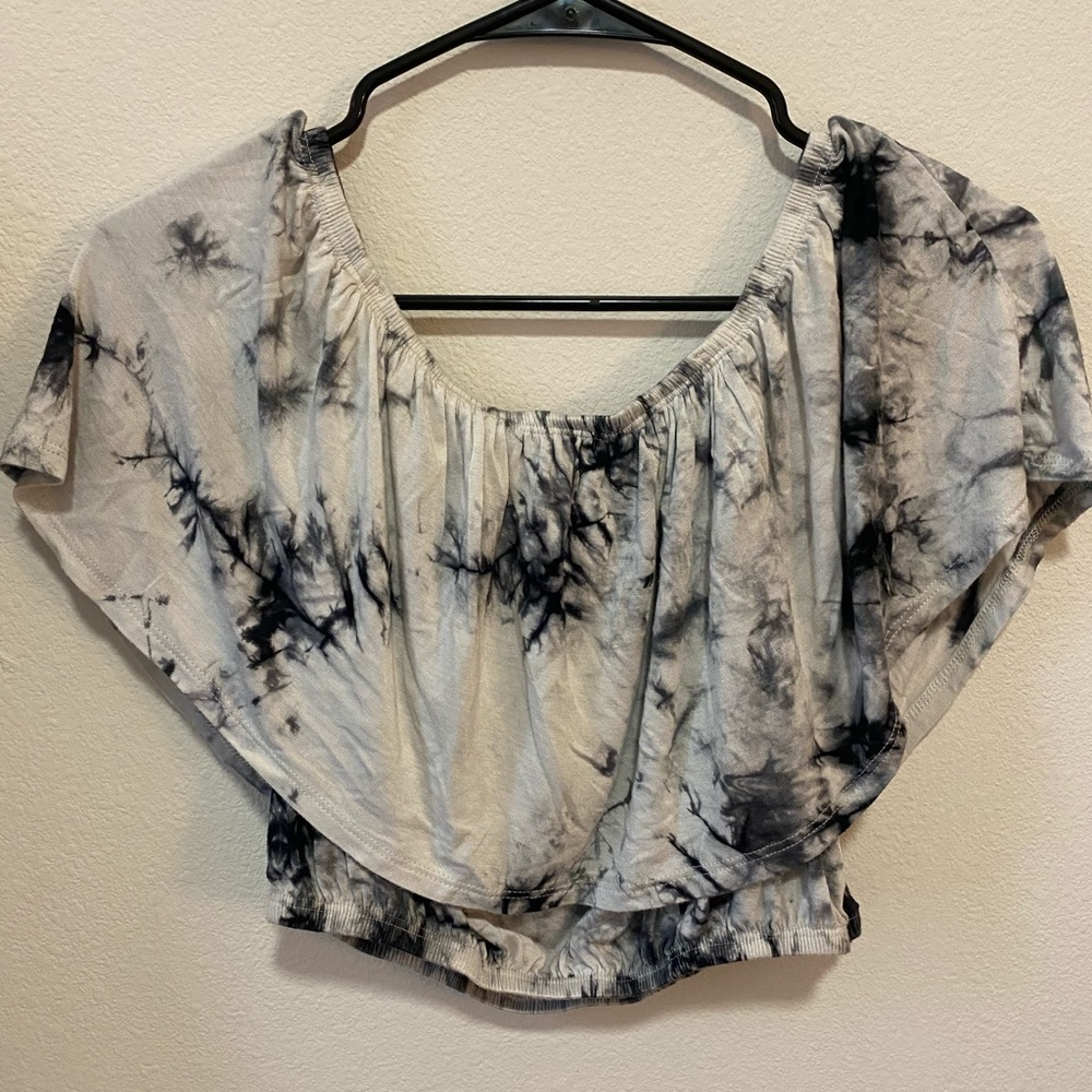 Off the Shoulder Crop Tie Dye Top